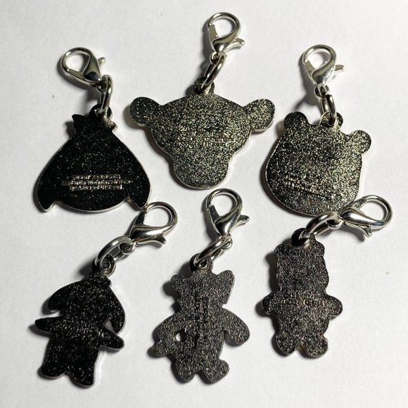 Vintage Disney Winnie The Pooh Tigger Eeyore 6 Charms Purse Zipper Pull Clip On - Picture 3 of 11